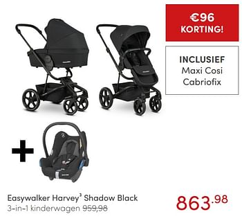 Aanbiedingen Easywalker harvey3 shadow black 3-in-1 kinderwagen - Easywalker - Geldig van 10/07/2021 tot 17/07/2021 bij Baby & Tiener Megastore