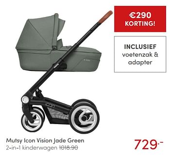 Aanbiedingen Mutsy icon vision jade green 2-in-1 kinderwagen - Mutsy - Geldig van 10/07/2021 tot 17/07/2021 bij Baby & Tiener Megastore