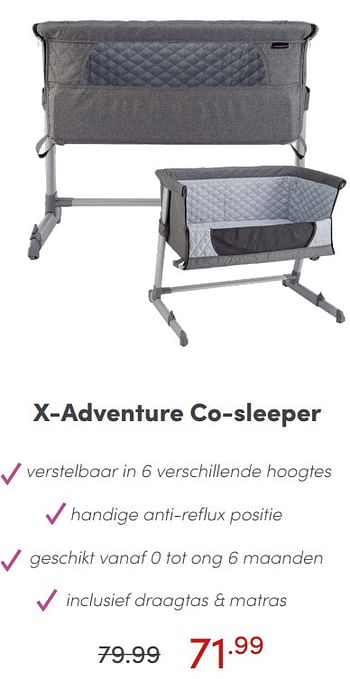 Aanbiedingen X-adventure co-sleeper - Xadventure - Geldig van 10/07/2021 tot 17/07/2021 bij Baby & Tiener Megastore