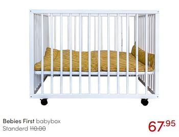 Aanbiedingen Bebies first babybox standerd - bebiesfirst - Geldig van 10/07/2021 tot 17/07/2021 bij Baby & Tiener Megastore