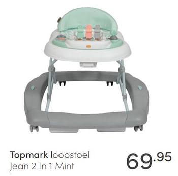 Aanbiedingen Topmark loopstoel jean 2 in 1 mint - Topmark - Geldig van 10/07/2021 tot 17/07/2021 bij Baby & Tiener Megastore