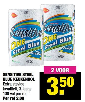 Aanbiedingen Sensitive steel blue keukenrol - Huismerk - Big Bazar - Geldig van 12/07/2021 tot 19/07/2021 bij Big Bazar