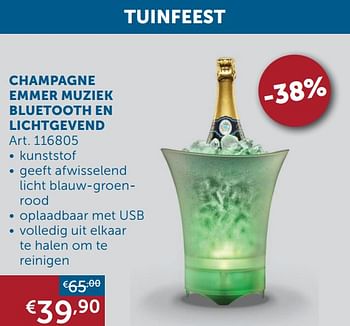 Aanbiedingen Champagne emmer muziek bluetooth en lichtgevend - Geldig van 20/07/2021 tot 16/08/2021 bij Zelfbouwmarkt