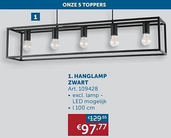 Aanbiedingen Hanglamp zwart - Geldig van 20/07/2021 tot 16/08/2021 bij Zelfbouwmarkt