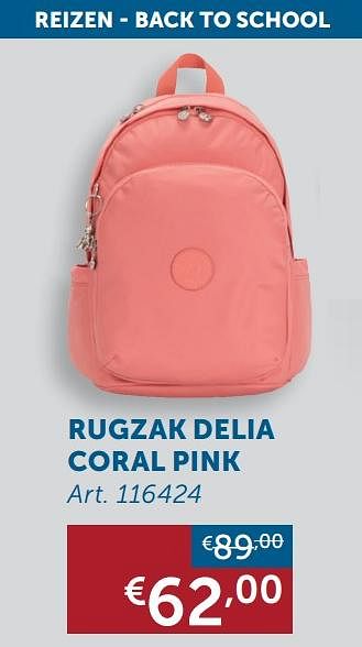 Aanbiedingen Rugzak delia coral pink - Geldig van 20/07/2021 tot 16/08/2021 bij Zelfbouwmarkt