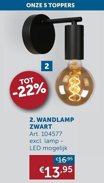 Aanbiedingen Wandlamp zwart - Geldig van 20/07/2021 tot 16/08/2021 bij Zelfbouwmarkt