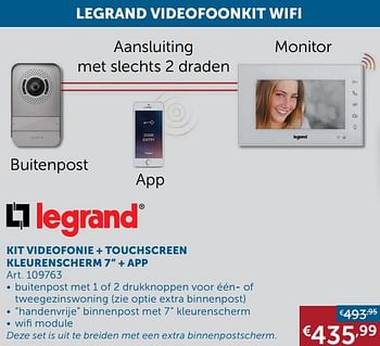 Aanbiedingen Kit videofonie + touchscreen kleurenscherm 7`` + app - Legrand - Geldig van 20/07/2021 tot 16/08/2021 bij Zelfbouwmarkt