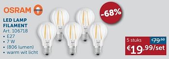 Aanbiedingen Led lamp filament - Osram - Geldig van 20/07/2021 tot 16/08/2021 bij Zelfbouwmarkt