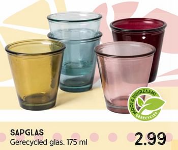 Aanbiedingen Sapglas gerecycled glas - Huismerk - Xenos - Geldig van 12/07/2021 tot 08/08/2021 bij Xenos