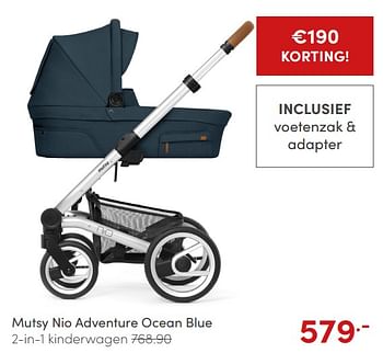 Aanbiedingen Mutsy nio adventure ocean blue 2-in-1 kinderwagen - Mutsy - Geldig van 18/07/2021 tot 24/07/2021 bij Baby & Tiener Megastore