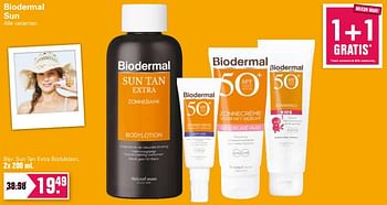 Aanbiedingen Biodermal sun tan extra bodylotion - Biodermal - Geldig van 14/07/2021 tot 31/07/2021 bij De Online Drogist