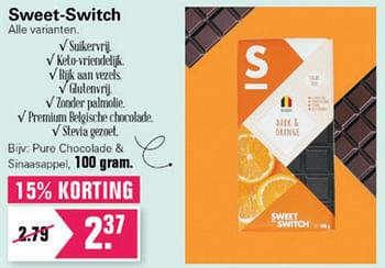Aanbiedingen Sweet-switch pure chocolade + sinaasappel - Sweet Switch - Geldig van 14/07/2021 tot 31/07/2021 bij De Online Drogist