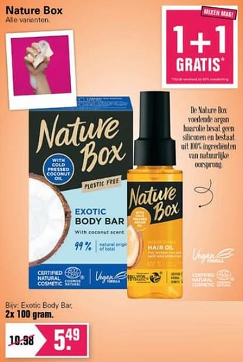 Aanbiedingen Nature box exotie body bar - Nature Box - Geldig van 14/07/2021 tot 31/07/2021 bij De Online Drogist