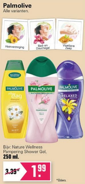 Aanbiedingen Palmolive nature wellness pampering shower gel - Palmolive - Geldig van 14/07/2021 tot 31/07/2021 bij De Online Drogist