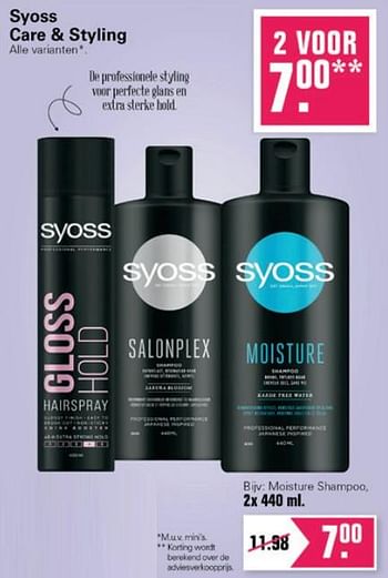 Aanbiedingen Syoss moisture shampoo - Syoss - Geldig van 14/07/2021 tot 31/07/2021 bij De Online Drogist