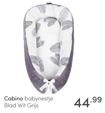 Aanbiedingen Cabino babynestje blad wit grijs - Cabino - Geldig van 18/07/2021 tot 24/07/2021 bij Baby & Tiener Megastore