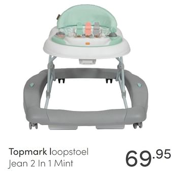 Aanbiedingen Topmark loopstoel jean 2 in 1 mint - Topmark - Geldig van 18/07/2021 tot 24/07/2021 bij Baby & Tiener Megastore