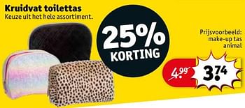 Aanbiedingen Make-up tas animal - Huismerk - Kruidvat - Geldig van 20/07/2021 tot 25/07/2021 bij Kruidvat