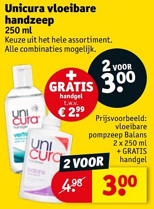 Aanbiedingen Vloeibare pompzeep balans + gratis handgel - Unicura - Geldig van 20/07/2021 tot 25/07/2021 bij Kruidvat