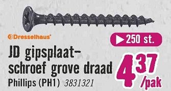 Aanbiedingen Jd gipsplaatschroef grove draad phillips ph1 - Dresselhaus - Geldig van 28/06/2021 tot 25/07/2021 bij Hornbach
