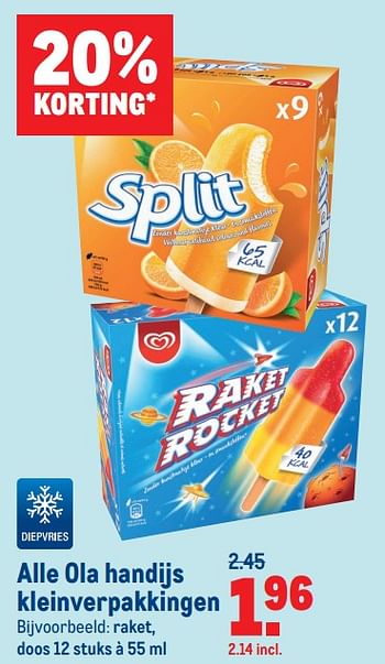 Aanbiedingen Ola handijs kleinverpakkingen raket - Ola - Geldig van 07/07/2021 tot 03/08/2021 bij Makro