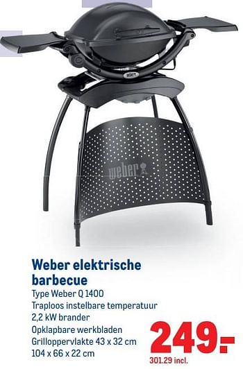 Aanbiedingen Weber elektrische barbecue q 1400 - Weber - Geldig van 07/07/2021 tot 03/08/2021 bij Makro