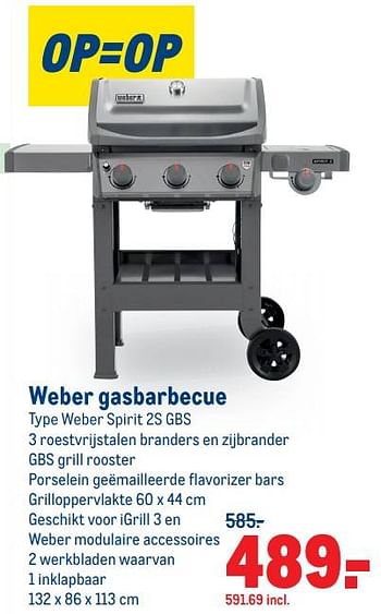 Aanbiedingen Weber gasbarbecue spirit 2s gbs - Weber - Geldig van 07/07/2021 tot 03/08/2021 bij Makro