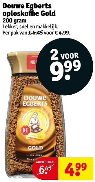 Aanbiedingen Douwe egberts oploskoffie gold - Douwe Egberts - Geldig van 20/07/2021 tot 25/07/2021 bij Kruidvat