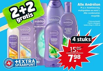 Aanbiedingen Classic shampoo iedere dag - Andrelon - Geldig van 20/07/2021 tot 01/08/2021 bij Trekpleister