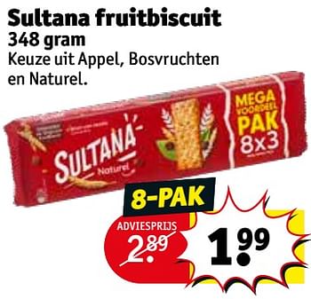 Aanbiedingen Sultana fruitbiscuit - Sultana - Geldig van 20/07/2021 tot 25/07/2021 bij Kruidvat