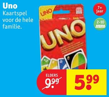 Aanbiedingen Uno kaartspel voor de hele familie - Mattel - Geldig van 20/07/2021 tot 25/07/2021 bij Kruidvat