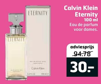 Aanbiedingen Calvin klein eternity 100 ml eau de parfum voor dames - Calvin Klein - Geldig van 20/07/2021 tot 01/08/2021 bij Trekpleister