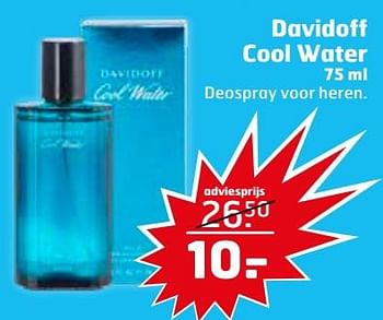 Aanbiedingen Davidoff cool water deospray voor heren - Davidoff - Geldig van 20/07/2021 tot 01/08/2021 bij Trekpleister