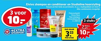 Aanbiedingen Elvive more than shampoo extraordinary oil - L'Oreal Paris - Geldig van 20/07/2021 tot 01/08/2021 bij Trekpleister