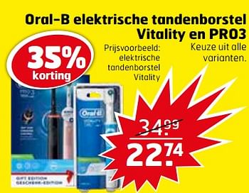 Aanbiedingen Oral-b elektrische tandenborstel vitality - Oral-B - Geldig van 20/07/2021 tot 01/08/2021 bij Trekpleister