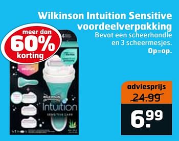Aanbiedingen Wilkinson intuition sensitive voordeelverpakking - Wilkinson - Geldig van 20/07/2021 tot 01/08/2021 bij Trekpleister