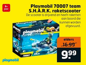 Aanbiedingen Playmobil 70007 team s.h.a.r.k. raketscooter - Playmobil - Geldig van 20/07/2021 tot 01/08/2021 bij Trekpleister