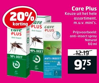 Aanbiedingen Anti-insect spray natural - Care Plus - Geldig van 20/07/2021 tot 01/08/2021 bij Trekpleister