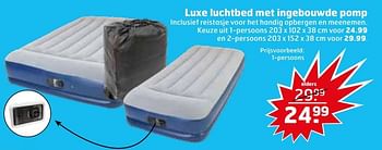 Aanbiedingen Luxe luchtbed met ingebouwde pomp 1-persoons - Huismerk - Trekpleister - Geldig van 20/07/2021 tot 01/08/2021 bij Trekpleister