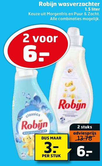 Aanbiedingen Robijn wasverzachter - Robijn - Geldig van 20/07/2021 tot 01/08/2021 bij Trekpleister