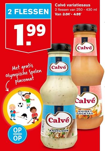 Aanbiedingen Calvé variatiesaus - Calve - Geldig van 21/07/2021 tot 27/07/2021 bij Hoogvliet