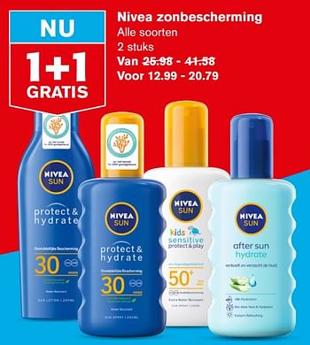 Aanbiedingen Nivea zonbescherming - Nivea - Geldig van 21/07/2021 tot 27/07/2021 bij Hoogvliet