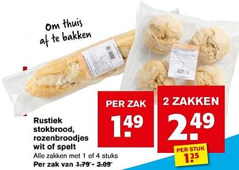 Aanbiedingen Rustiek stokbrood, rozenbroodjes wit of spelt - Huismerk - Hoogvliet - Geldig van 21/07/2021 tot 27/07/2021 bij Hoogvliet