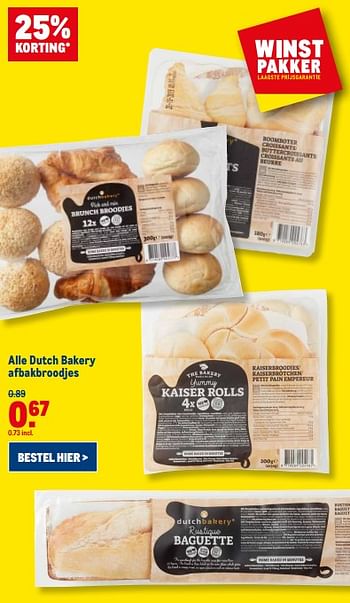 Aanbiedingen Alle dutch bakery afbakbroodjes - Dutch bakery - Geldig van 21/07/2021 tot 03/08/2021 bij Makro