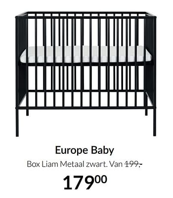 Aanbiedingen Europe baby box liam metaal zwart - Europe baby - Geldig van 20/07/2021 tot 16/08/2021 bij Babypark