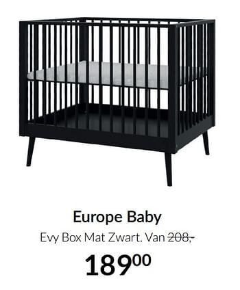 Aanbiedingen Europe baby evy box mat zwart - Europe baby - Geldig van 20/07/2021 tot 16/08/2021 bij Babypark
