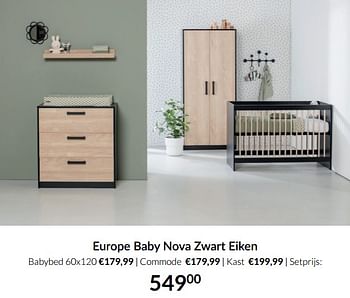 Aanbiedingen Europe baby nova zwart eiken - Europe baby - Geldig van 20/07/2021 tot 16/08/2021 bij Babypark