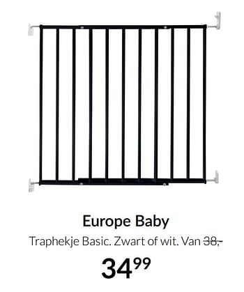 Aanbiedingen Europe baby traphekje basic zwart of wit - Europe baby - Geldig van 20/07/2021 tot 16/08/2021 bij Babypark