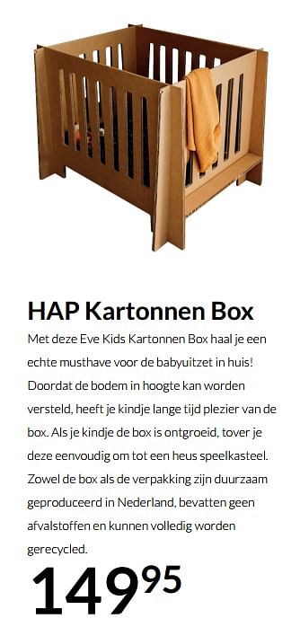 Aanbiedingen Hap kartonnen box - Huismerk - Babypark - Geldig van 20/07/2021 tot 16/08/2021 bij Babypark