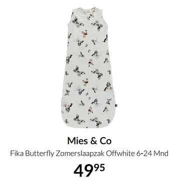 Aanbiedingen Mies + co fika butterfly zomerslaapzak offwhite - Mies &amp; Co - Geldig van 20/07/2021 tot 16/08/2021 bij Babypark